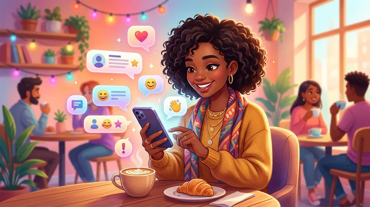 友人に再会して嬉しそうに話す人のイラスト