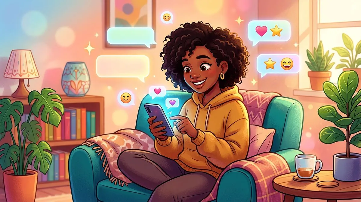 帰宅後にスマホでメッセージを送るシーンのイラスト