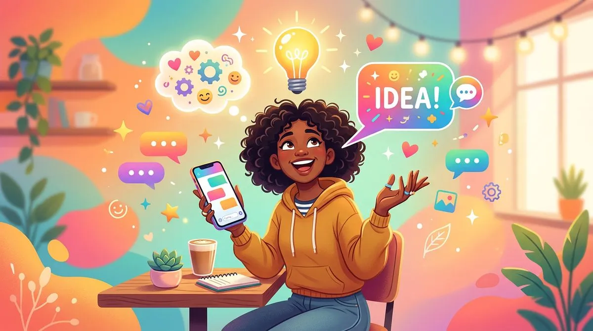 会話中に何かひらめいた表情の人のイラスト