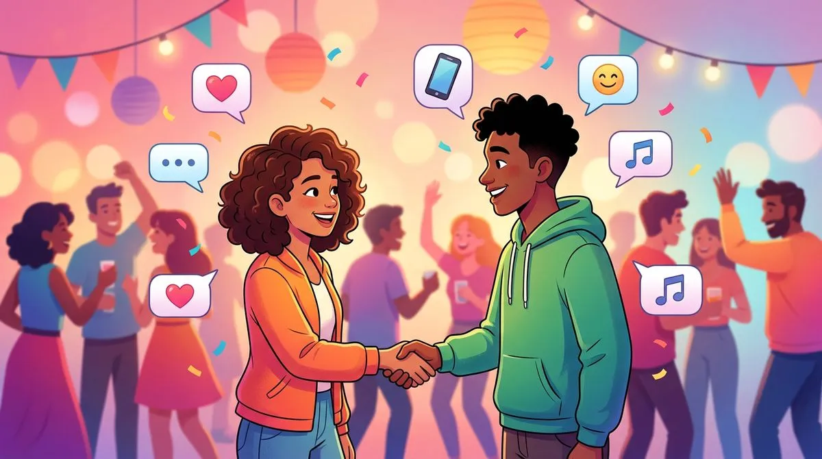 初めてのメッセージを打つ人のイラスト