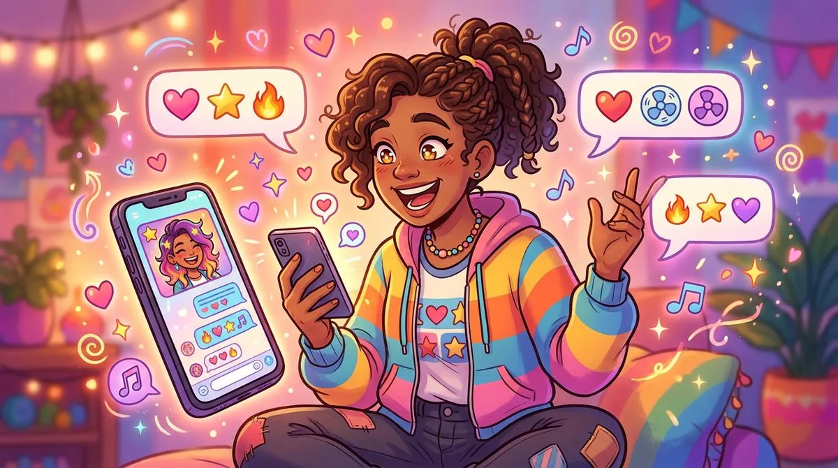 推しについて熱く語っている人のイラスト