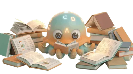 Reading octopus mascot