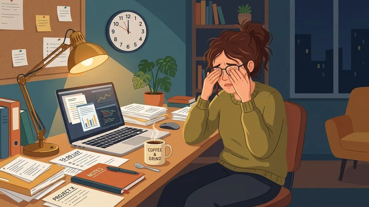 疲れやストレスを感じている人のイラスト