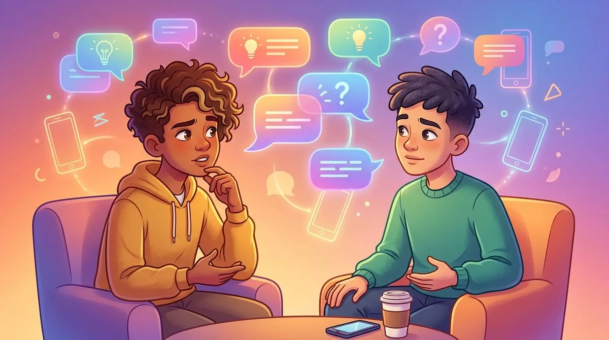 穏やかに違う意見を伝え合う二人のイラスト