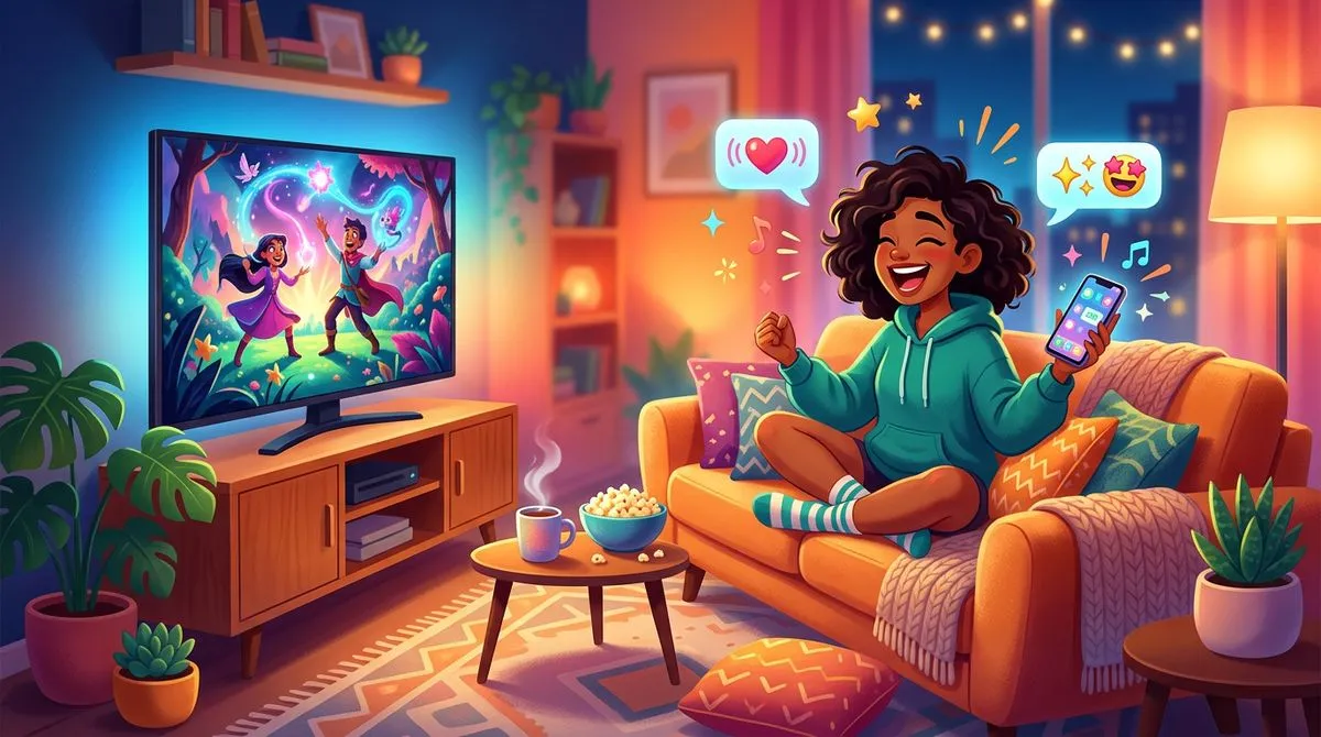 映画を見て感動するシーンのイラスト